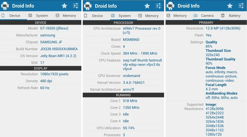 برنامه Droid Hardware Info