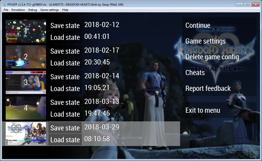 save در شبیه ساز psp