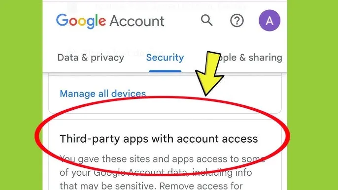 گزینه Third-party apps with account access