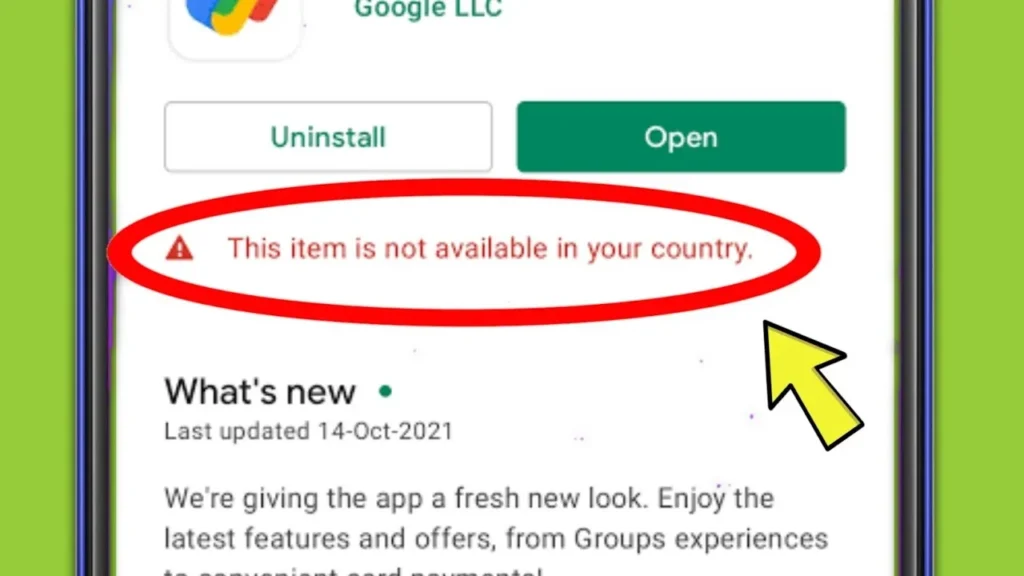خطای this app not available in your country
