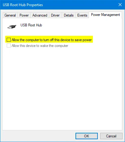 یک Allow computer to turn off this device to save power رو بردار