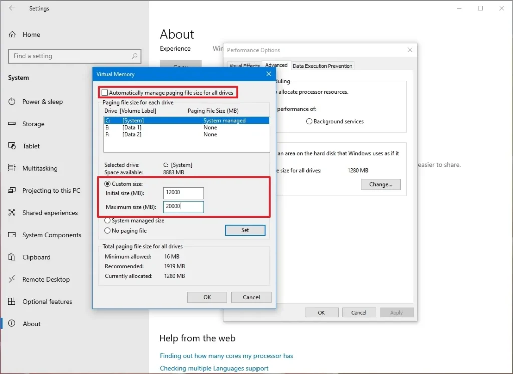 virtual memory windows 10
