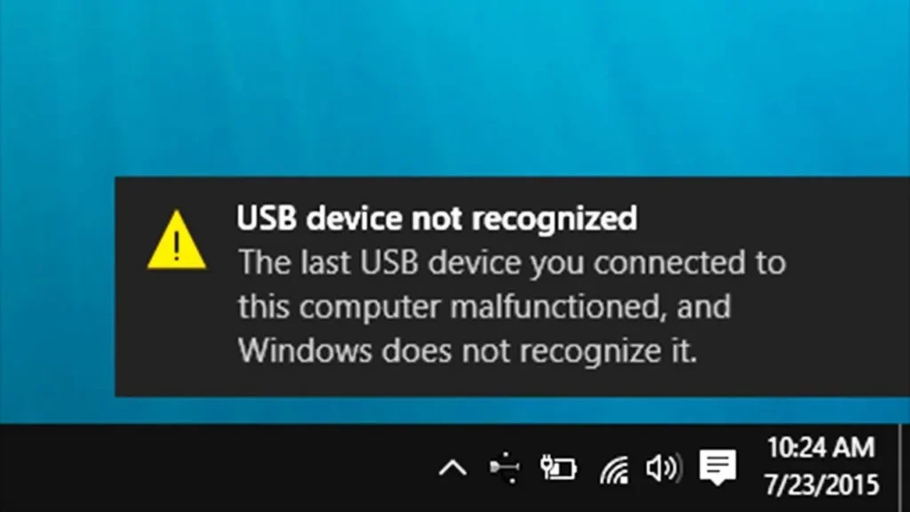 خطای USB device not recognized