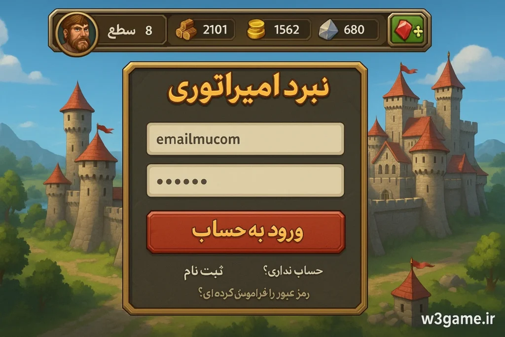 صفحه ورود بازی نبرد امپراتوری