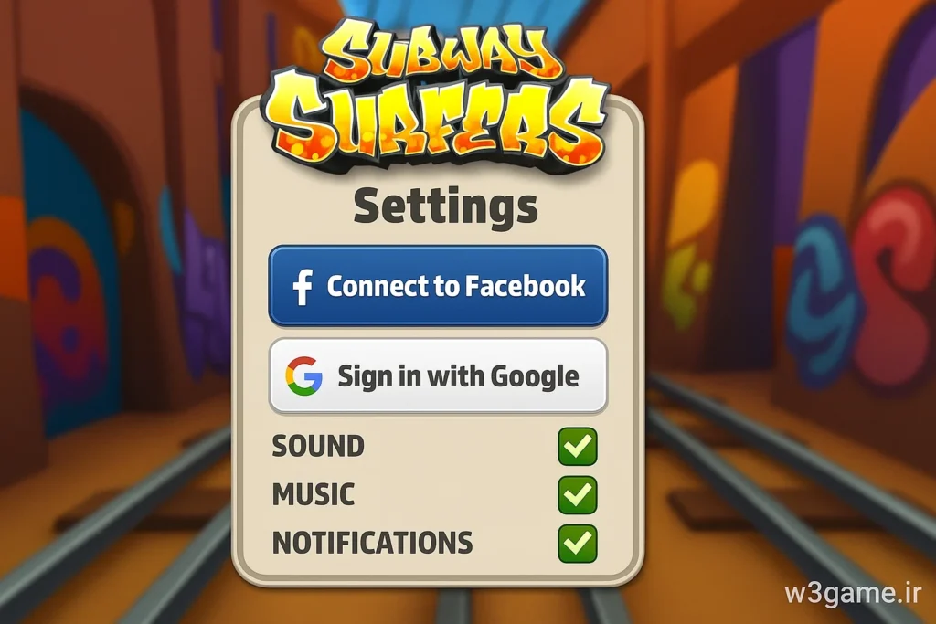 اتصال حساب در بازی   Subway Surfers