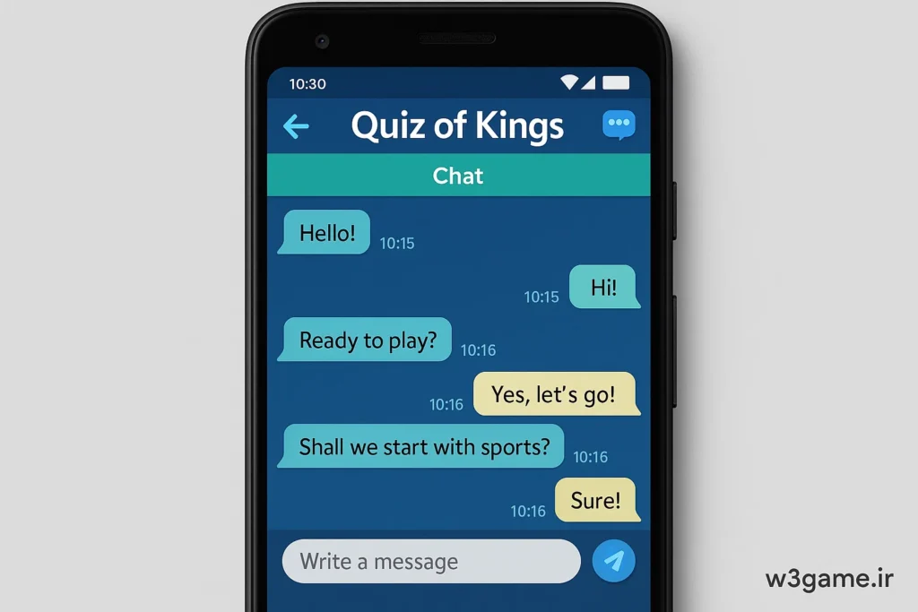 صفحه چت درون بازی Quiz of Kings