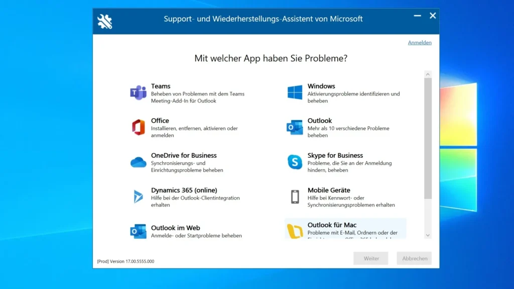 برنامه Microsoft Support and Recovery Assistant