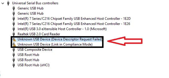 بررسی پورت usb در device manager