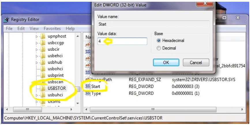 غیر فعال کردن پورت USB از طریق Registry Editor