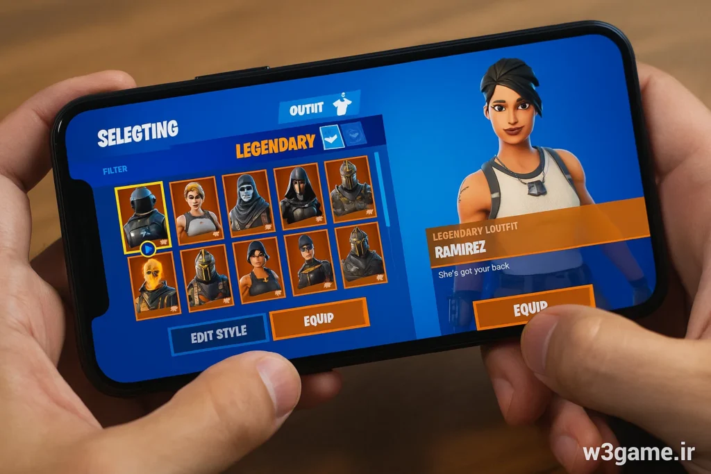 انتخاب اسکین رایگان در بازی فورتنایت