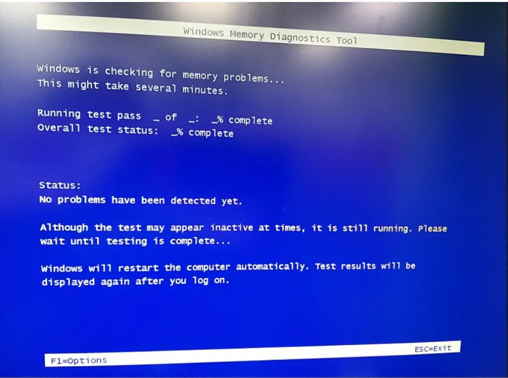 تست رم با ابزار Windows Memory Diagnostic