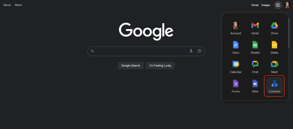 مخاطبین از طریق اپلیکیشن Gmail (اندروید)