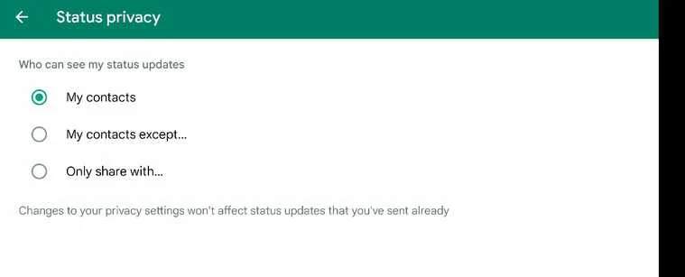 تنظیم وضعیت (Status Privacy) در واتساپ