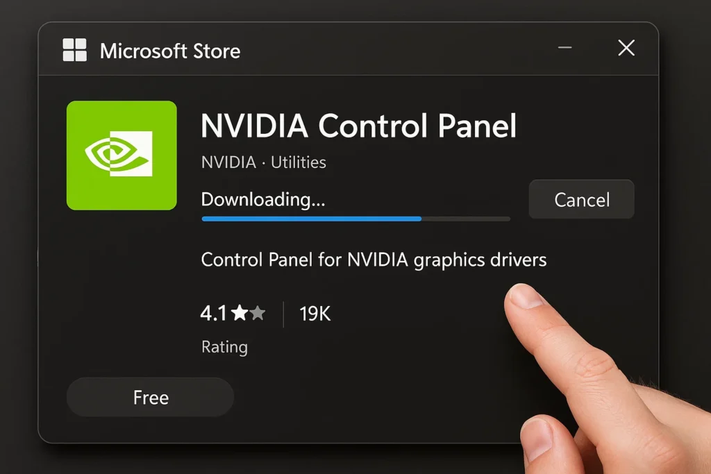 دانلود کنترل پنل انویدیا از Microsoft Store