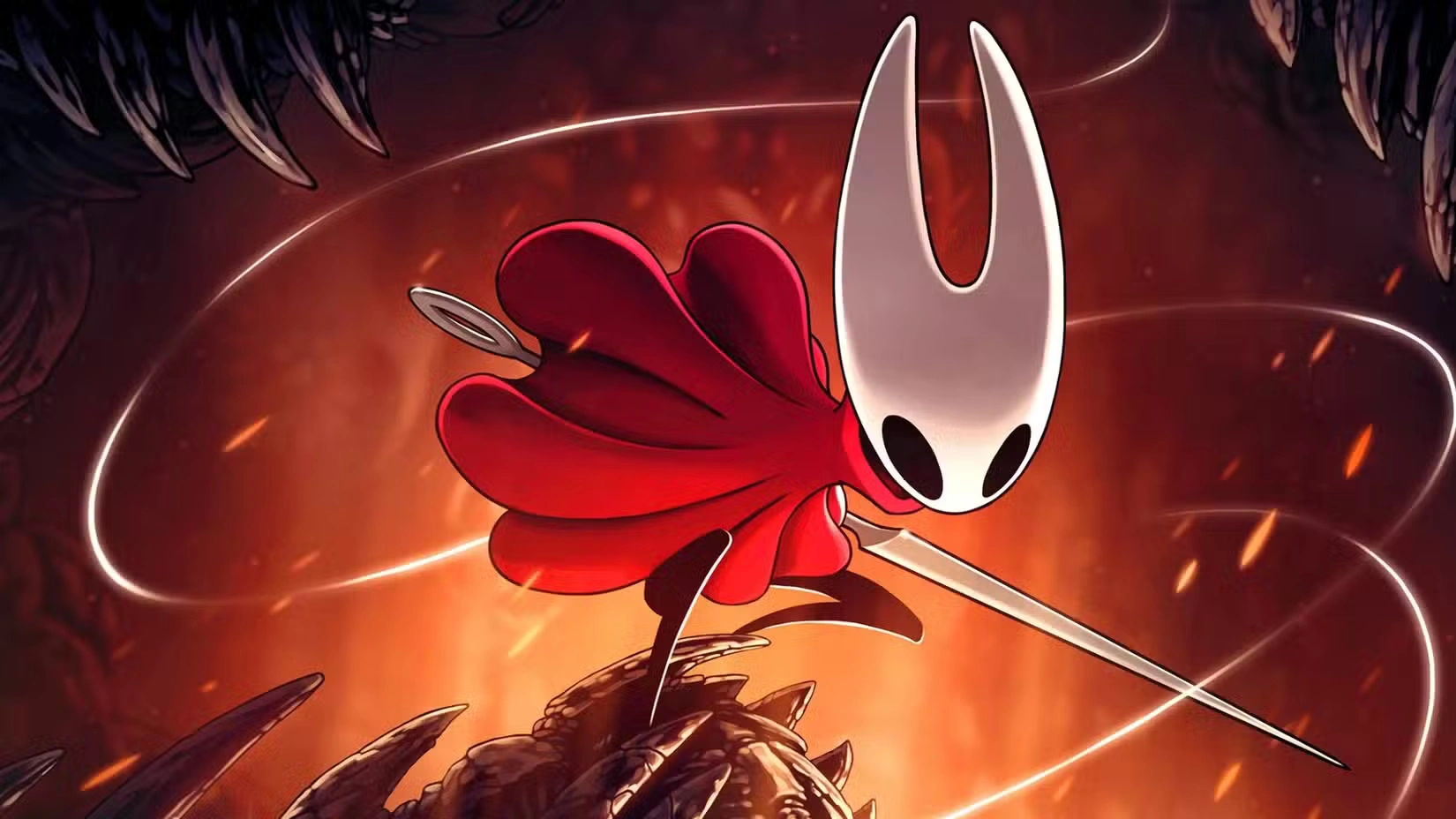 hollow-knight-silksong-promo-image-with-hornet-standing-over-a-rock-with-her-weapon