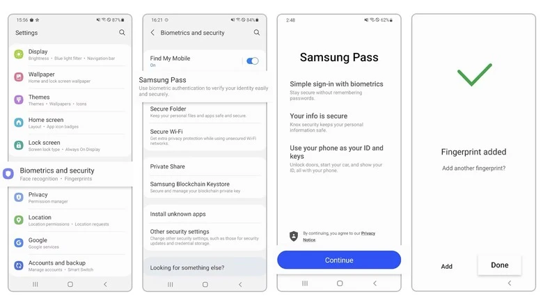(Samsung Pass) برنامه