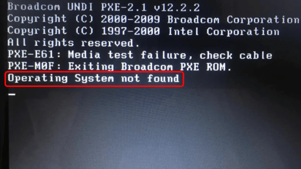 ارور Operating System Not Found