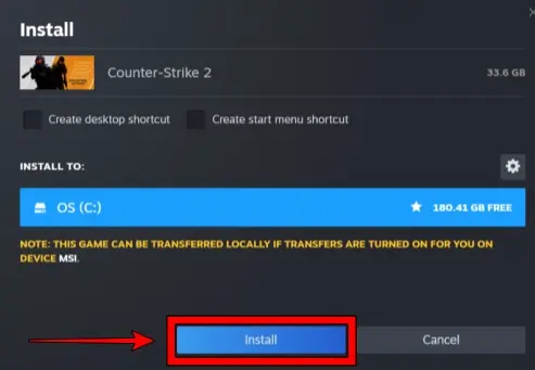 نصب بازی cs2
