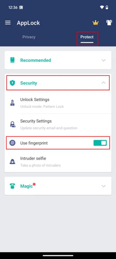 مرحله دوم کار با App Lock