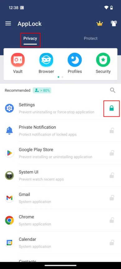 مرحله سوم کار با App Lock