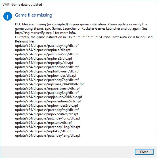 ارور Game Files Missing در VMP
